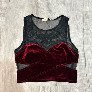Black and Burgundy Crop Top